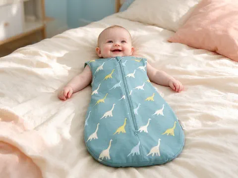Bebê no saco de dinossauros